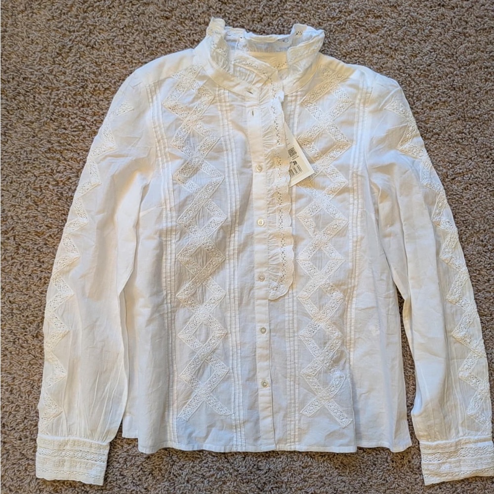 Sezane Dentelle Chlo White Blouse - Picture 4 of 6